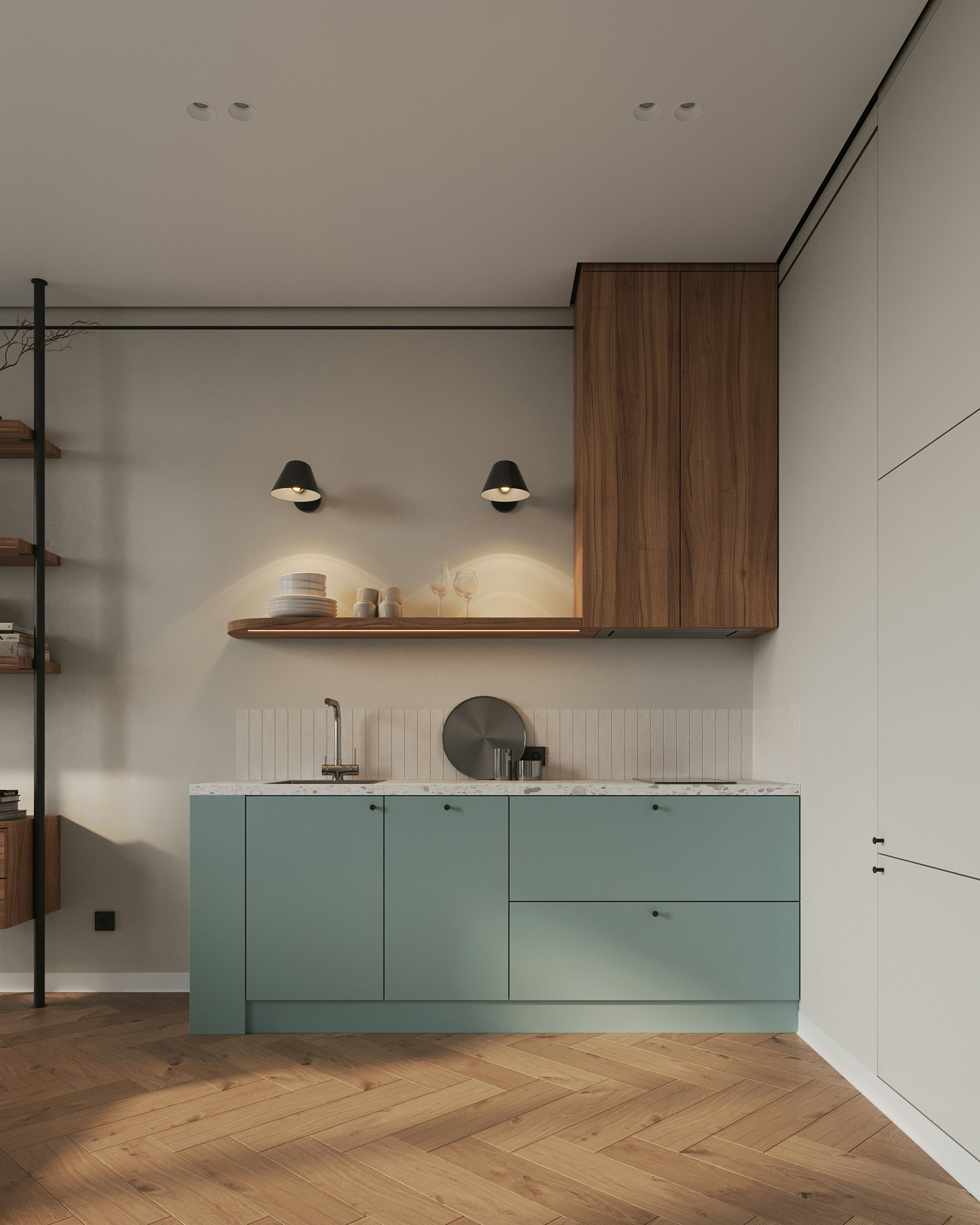 Sage Green Linear Kitchen