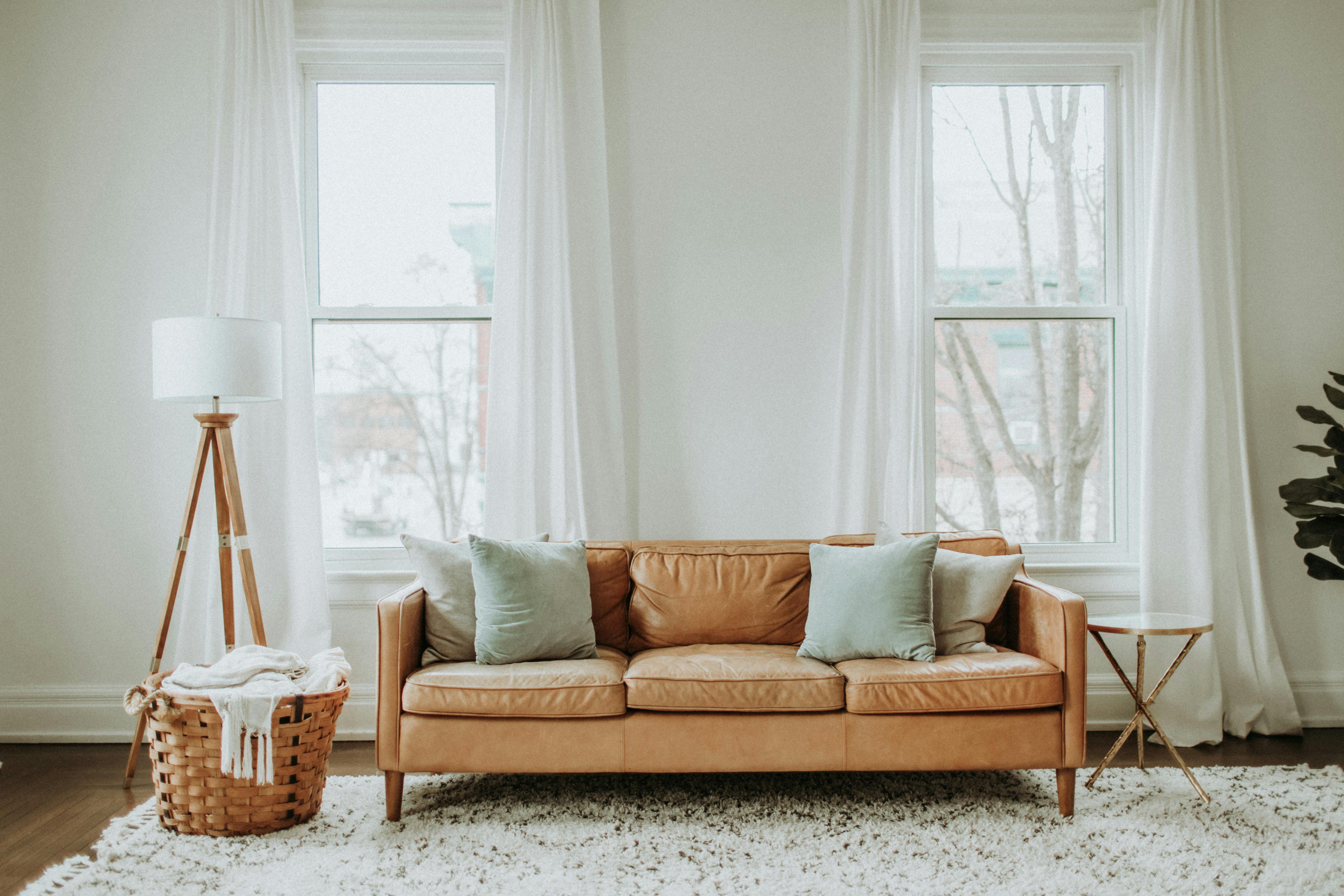 Classic Tan Leather Three-Seater