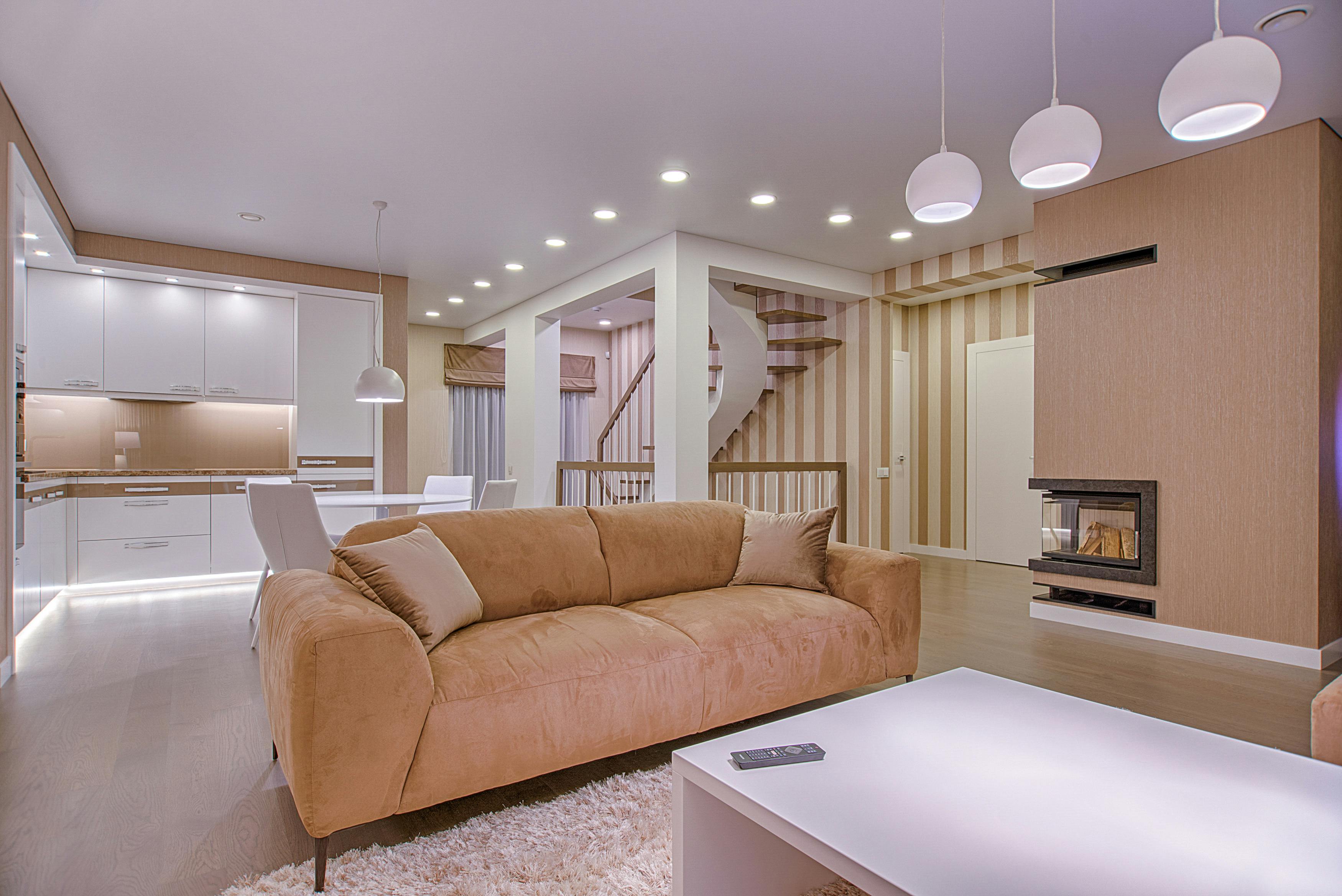 Luxury Camel Leather Sectional